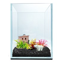 로라펫 15 하이큐브 가습어항 + 컬러스톤 + 캐릭터모형 + 엔티크하우스 + 컬러풀화초 3종 세트, 흑사(컬러스톤), 랜덤발송(캐릭터모형, 엔티크하우스)