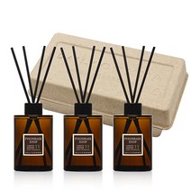 데일리콤마 엠버 에디션 디퓨져 200ml x 3p + 블랙리드스틱 12p 세트, 편백숲