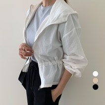 무드인더 여성용 허리 스트링 후드 야상 바람막이