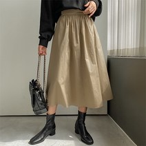 뒷밴딩 셔링 플레어 롱 스커트