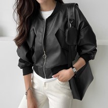 세컨그라운드 여성용 레더 블루종 점퍼