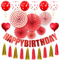 이자벨홈 생일파티 풍선 가랜드 배너 혼합 패키지, 1세트, 레드