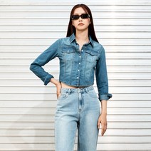 미쏘 여성용 슬림핏 크롭 데님 셔츠