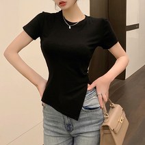 포플러앤씨 여성용 스콧 옆트임 반팔 티셔츠