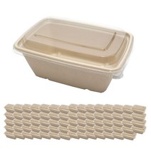 포장대장 일회용 펄프 사각용기 + 뚜껑 228 x 165 x 86 mm 1500ml, 75세트, 1개입