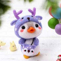 아트조이 DIY 양모펠트 키트, 1세트, 보라 사슴 펭귄