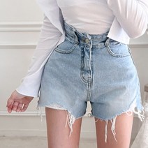 여성용 커버업 데미지 데님 숏팬츠