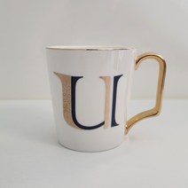 위플립 골드 이니셜 알파벳 머그컵 350ml, U, 1개