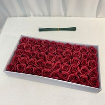 이플린 3겹 비누꽃 장미 50p + 일반꽃대 50p, 진레드