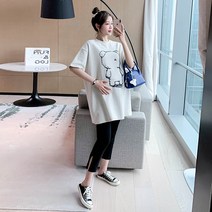 큐티 베어 반소매 티셔츠 임부복 상하세트