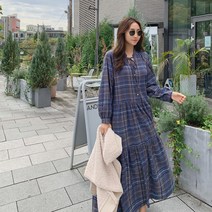 여성용 체크 캉캉 롱원피스 #38129
