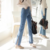빼빼 여성용 데일리 옆트임 롱 부츠컷 데님 팬츠