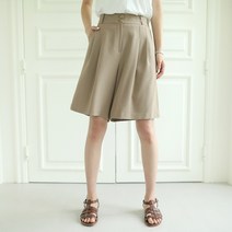 빼빼 여성용 허리뒷밴딩 투핀턱 5부 반바지