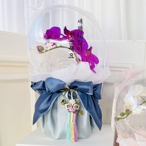러블리팜 조화 터지지 않는 매직 꽃풍선 보자기형 호접란 25cm + LED 조명 + 용돈 홀더 10p + 비닐 30p + 전용 쇼핑백 세트 명절, 보자기형_호접란_핑크, 블랙