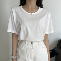 더보느 여성용 오즈 실켓 유넥 기본 반팔 티셔츠 그레이