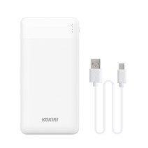 코끼리 듀얼 슬림팩 10000mAh 보조배터리 + C타입 숏케이블 세트, KPB-S10000R2A, 화이트