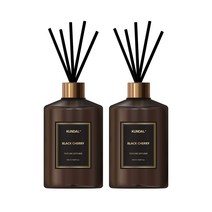 쿤달 퍼퓸 디퓨저 500ml x 2p + 섬유스틱 10p 세트, 블랙체리
