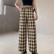 몬드스팟 여성용 파스텔 체크 밴딩 바지 MO425