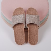 무지 린넨 왕골 라탄 EVA 슬리퍼, 그레이