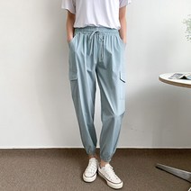 헤이진 여성용 바스락 쿨 카고 조거팬츠