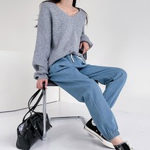 마이시즌 여성용 조거 청 밴딩 팬츠