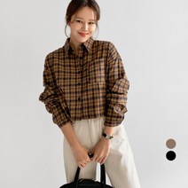 바블링브룩 여성용 체크 크롭 셔츠 남방