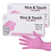 나이스앤터치 식품용 니트릴장갑 100p, 핑크, 미니(XS), 2개