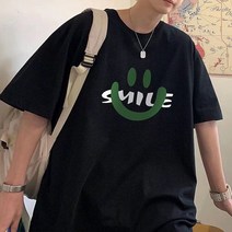 남성용 블랙101 레어리스 프린팅 오버핏 반팔 티셔츠 B235MF00839