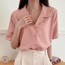 디어로라 여성용 링클프리 오픈 반팔 블라우스