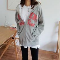 씨씨 여성용 빅레터링 나염 오버핏 후드집업