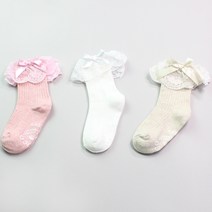 코코모던 여아용 레이스 골지 중목 양말 3종 세트 랜덤발송