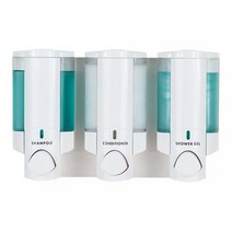 AVIVA 벽걸이 샴푸 핸드 바디 욕실 디스펜서 3구, 화이트, 1개
