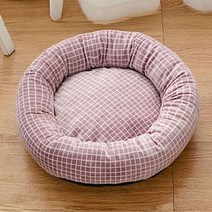 더플로우 강아지 귀엽고 보드라운 격자 체크 꿀잠 방석, 퍼플