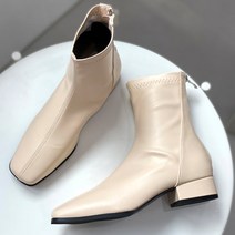 렌디 슬림 심플 스퀘어 삭스 앵클부츠 3cm