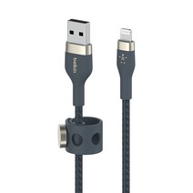 벨킨 프로 플렉스 USB A-라이트닝 아이폰 고속 충전 케이블 CAA010bt1M, 블루, 1m