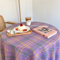 프렌치체크 테이블보, 라벤더퍼플, 70 x 70cm