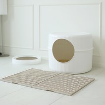 아띠홈 고양이 헤링본 사막화방지 모래매트, 크림화이트