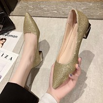 더나은날 여성용 반짝이 글리터 스틸레토 로우힐 3cm YT_RI041