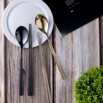 라온누리 에라토 프로포즈 컬러 수저세트, 리얼골드, 딥블랙, 숟가락 2p + 젓가락 2p