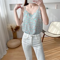 몬드스팟 여성용 꽃무늬 쉬폰 나시 블라우스 MO108