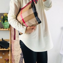 체크 사각 클러치 백