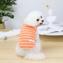 파스텔펫 반려동물 스트라이프 극세사 조끼, 오렌지
