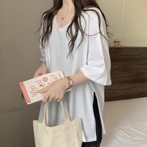 포플러앤씨 여성용 포린 옆트임 반팔 티셔츠