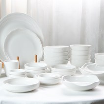 백자 6인 홈 식기세트 40p, 화이트, 12종