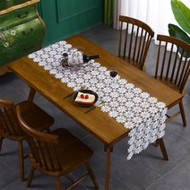 고급 모시 전통 조각보 꽃자수 테이블 러너 길이 2M, 연분홍