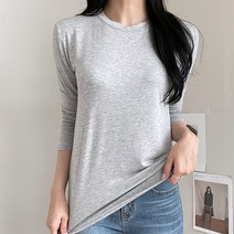 마이시즌 여성 라운드 레이온 긴팔 티셔츠