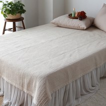 린즈홈 줄누빔 면 침대패드, 베이지