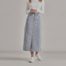 젬블링 캐주얼 앞트임 롱 데님 스커트