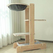 캣츠빌 고무나무 UV코팅 원목 아쭈 캣타워 H A타입, 그레이(천해먹 상단), 그레이(하단), 브라운(카페트), 1개