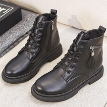 라운드 토 플랫 여성 가죽 부츠 GH19_RD_489